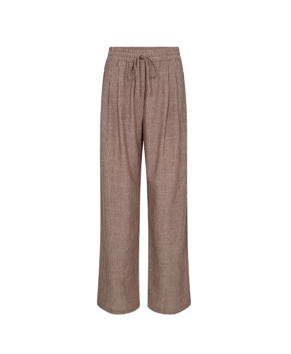 JihoCC Stripe LL Pant met elastiek bruin van Co'Couture