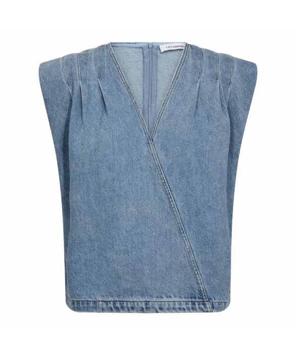 AsjaCC Wrap Denim Top met v-hals voor dames van Co'Couture