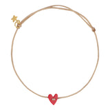 B2455 Heart Rope Bracelet - Gold Plated Coral