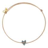 B2455 Heart Rope Bracelet - Gold Plated Grey Green
