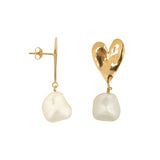 E2501 Big Heart Pearl Ohrstecker - Vergoldet