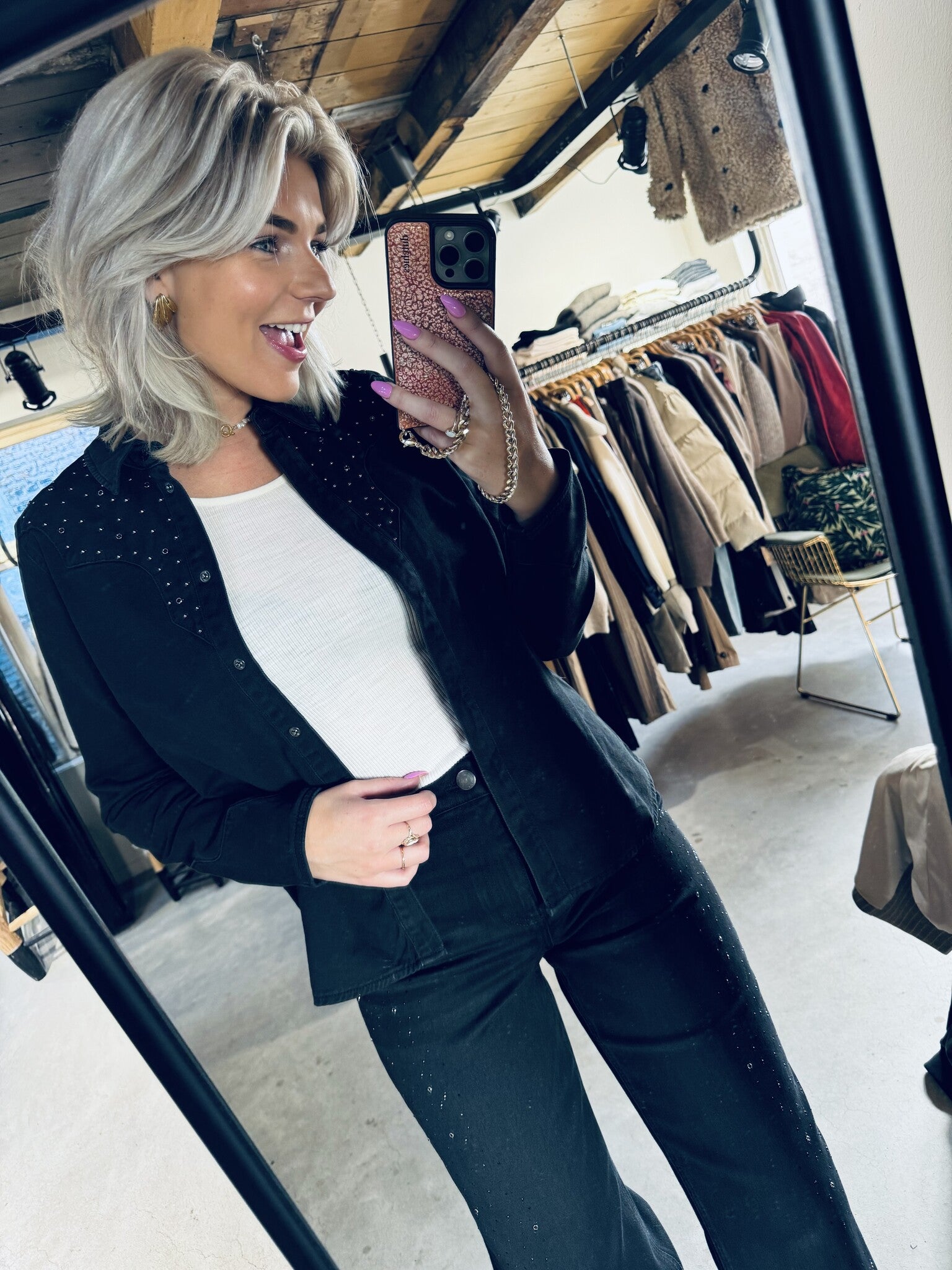 MMEvira Deco Denim Shirt - Black