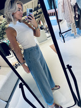 MMVincent Stripe Pant - Hellblau, Knöchellang
