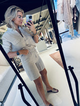 MMEmmie Leinen-Bermuda-Shorts – Cement
