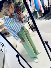 Hollusk wide leg track pants - Kombu Green