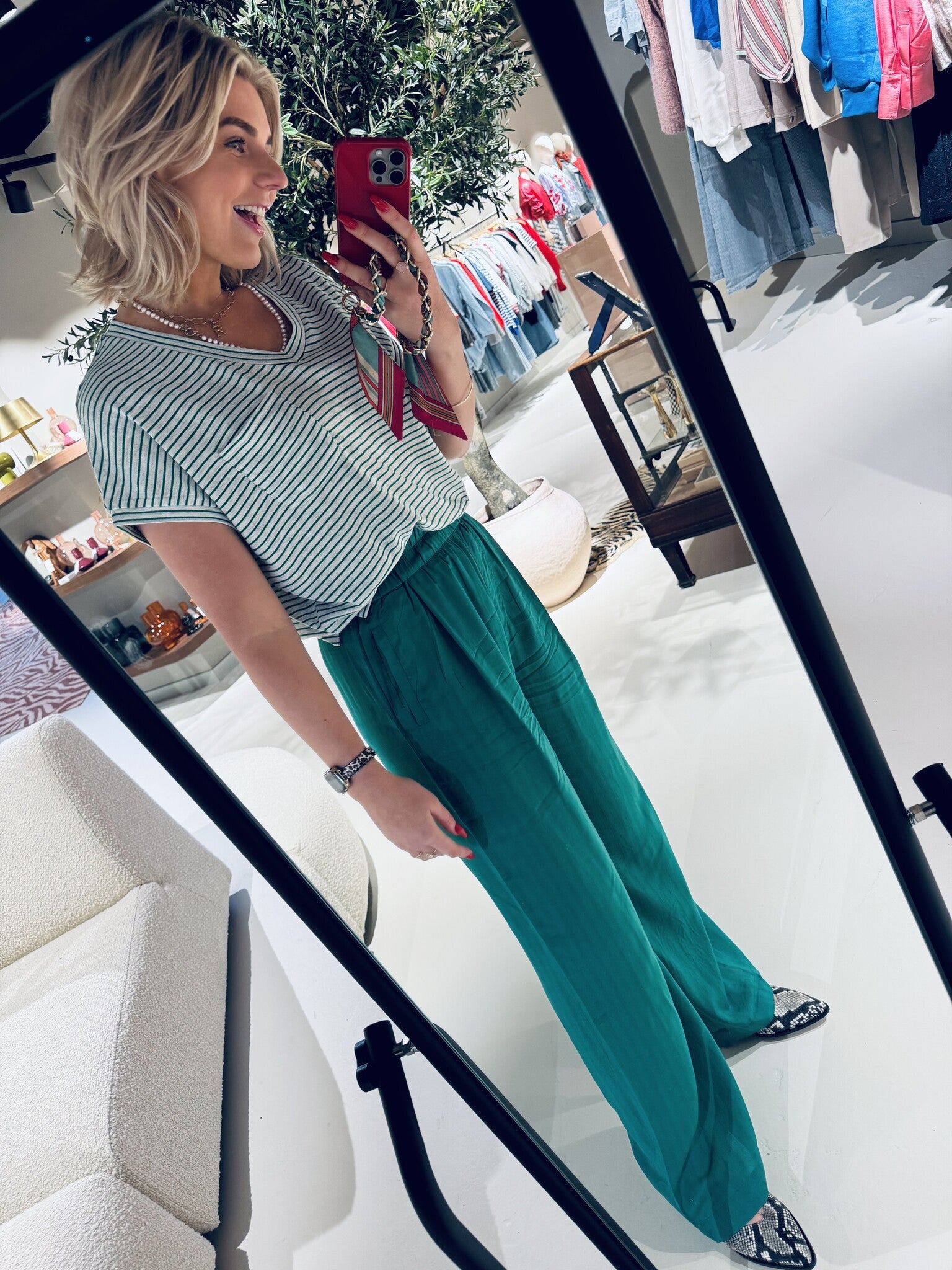 Benji dobby pants - Bright green