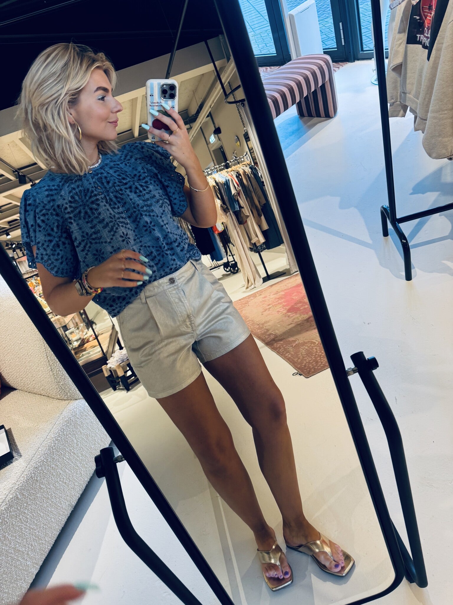 Veralyn metallic jeans short - Champagne