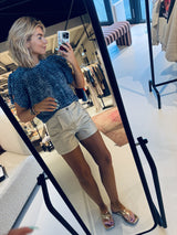Veralyn Metallic-Jeans-Shorts – Champagner