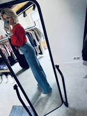 VikaCC Long Wide Seam Jeans – Denimblau