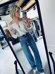 VikaCC Long Wide Seam Jeans – Denimblau