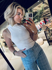 Lako mockneck logo tanktop - Optic White