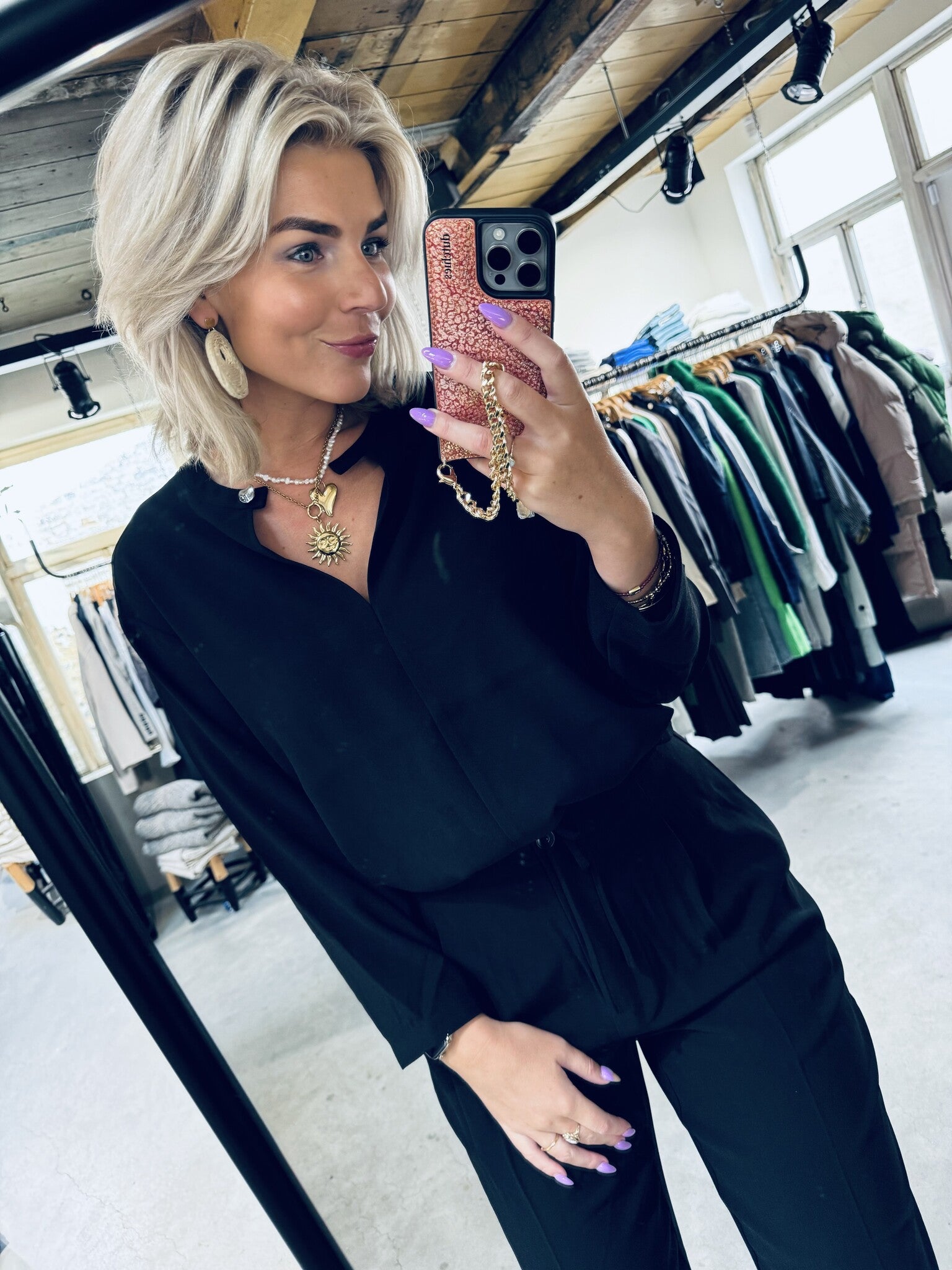 D6Thorn drawstring cord top - raven