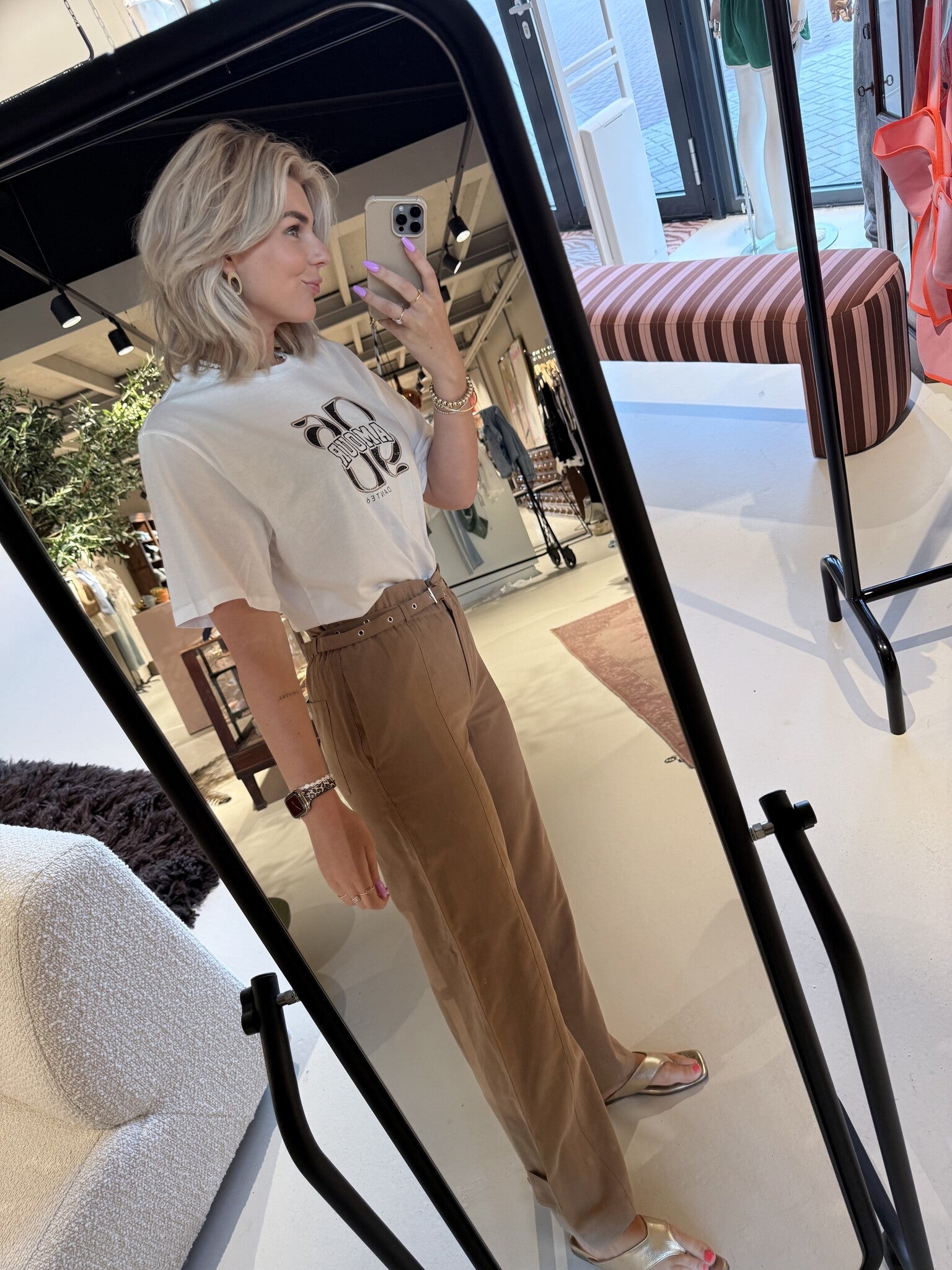 Tyler belted adjustable pants - Spiced Camel