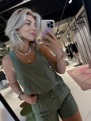 Corin relaxed fit tanktop - Deep Ivy Green