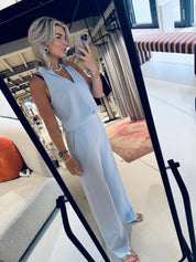 Fabri elasticated wide leg pants - Crystal Blue