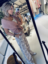 Teo Wide-Leg-Hose mit Logodruck – Buttercreme