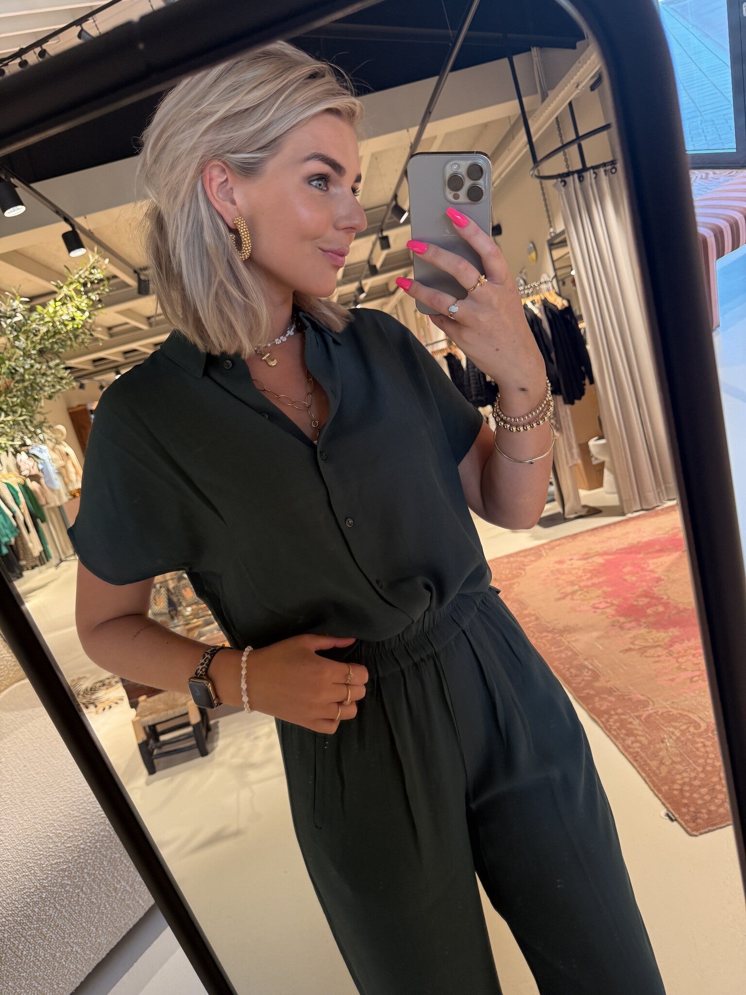 Karly viscose blouse - Dried basil