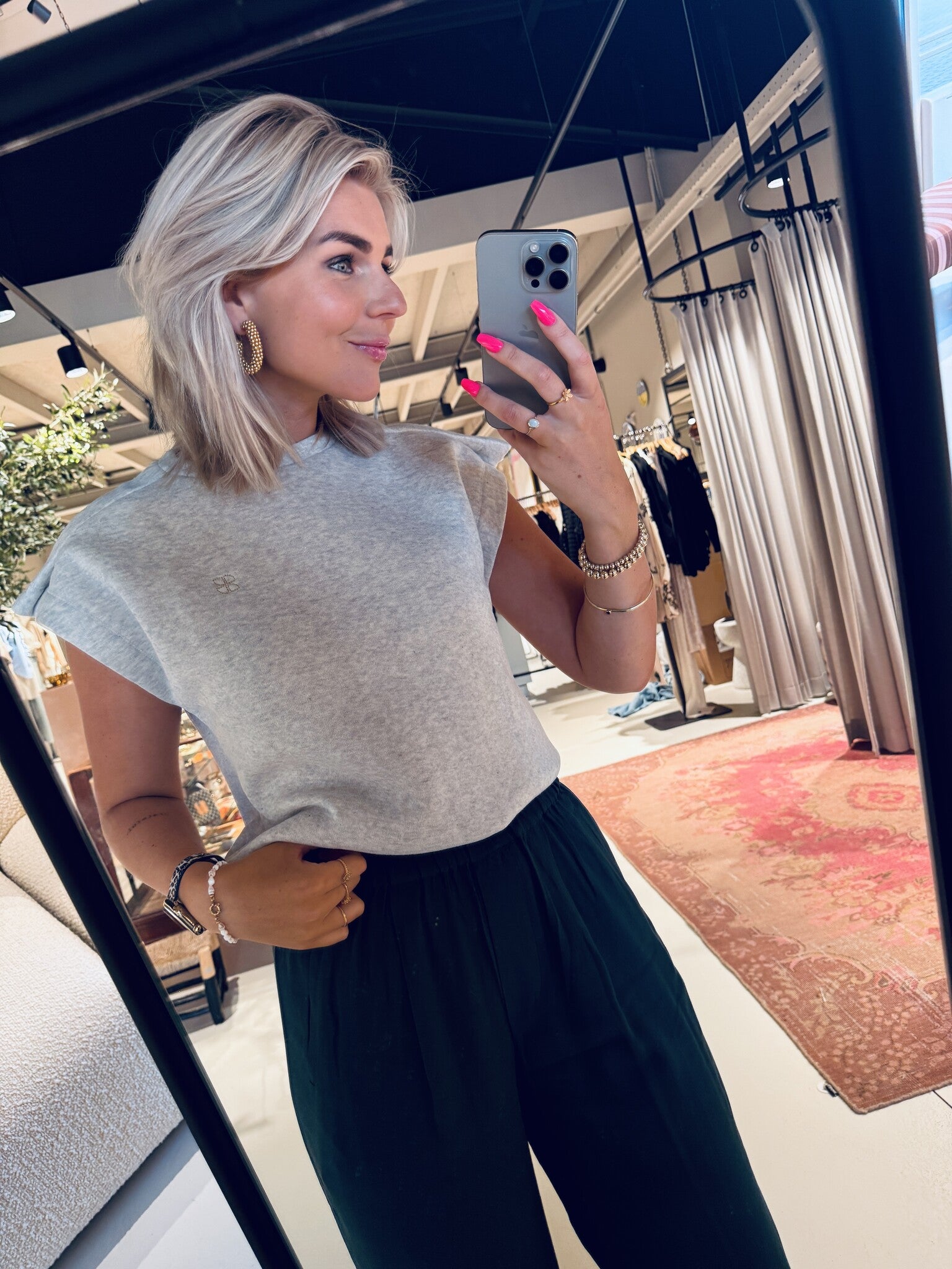 Mason pleats top - Light grey melee