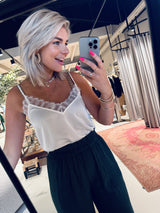 Ipso Plain Lace Cami - Milk White