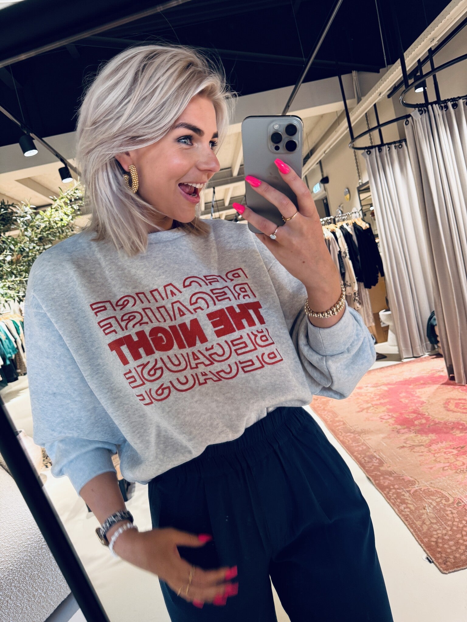 Bodil nights sweater - Light grey melee