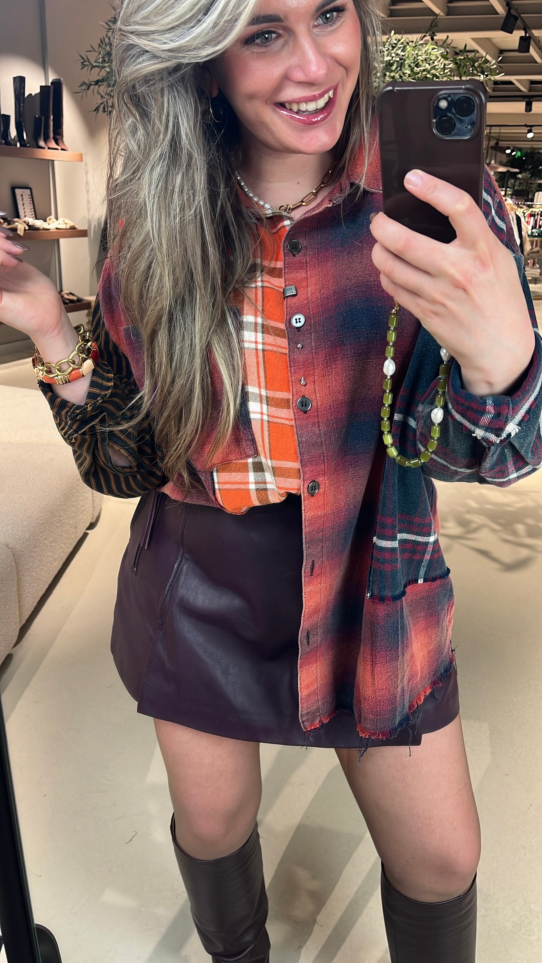Reworked Pierced Flannel Shirt