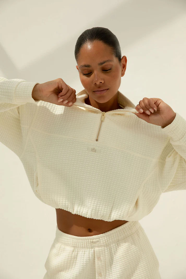 Lena Half Zip Cardigan - Cream