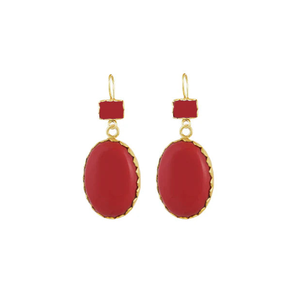 Koraal Oorbellen in Gouden Zetting