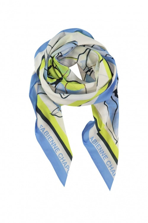 Paola Scarf - Cream White/Cornflower Blue
