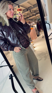 Dalyn Faux Crackle Leather Bomber