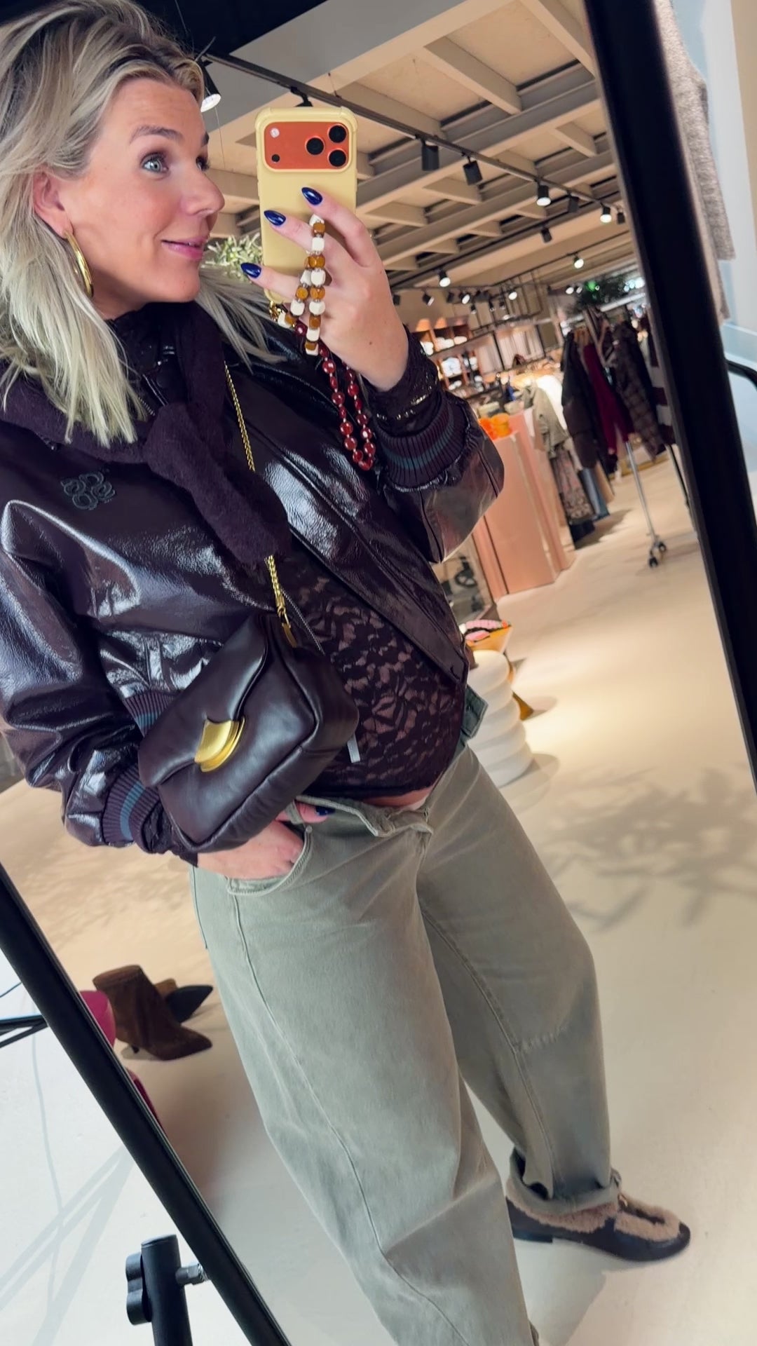 Dalyn Faux Crackle Leather Bomber