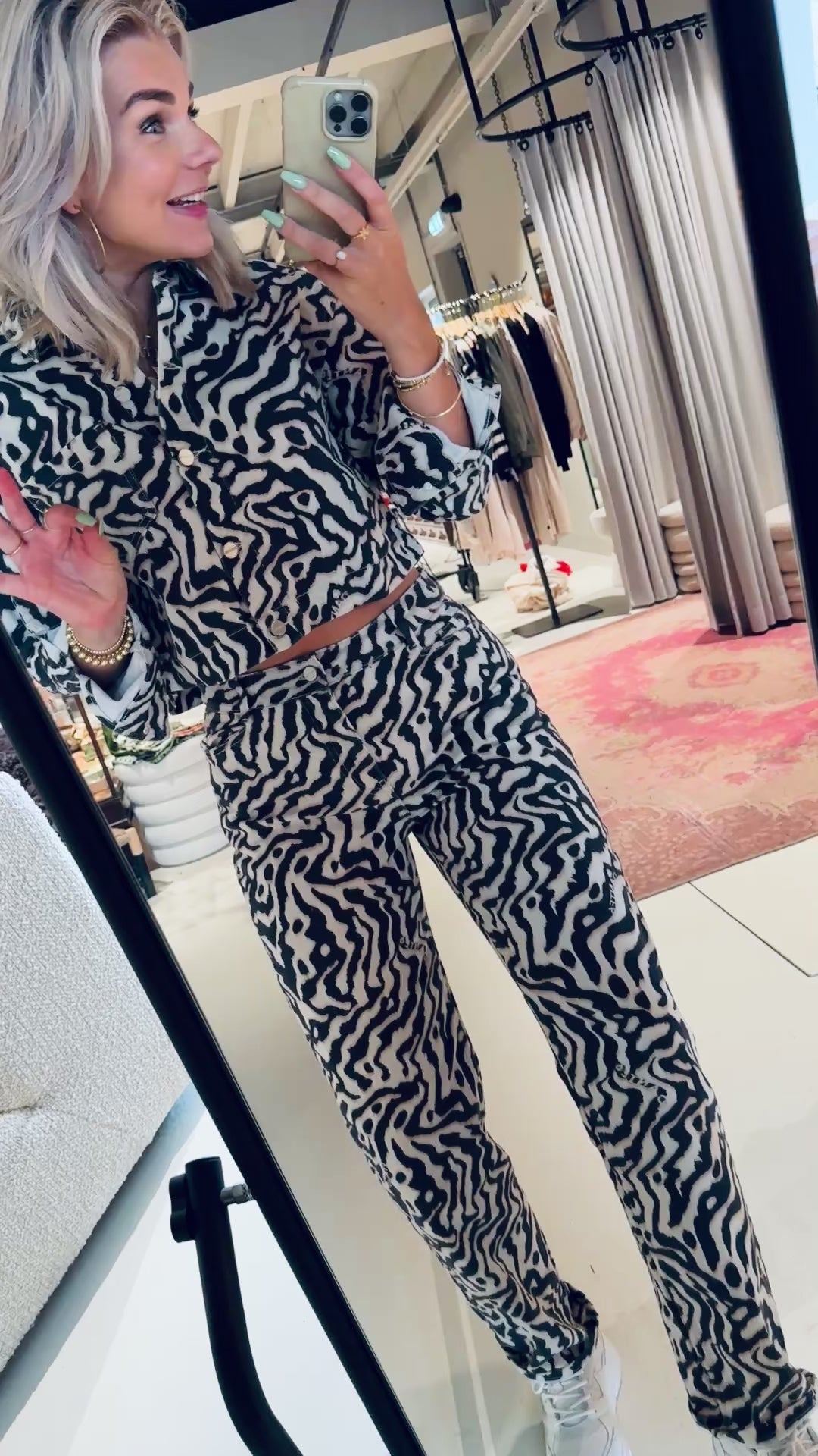 Spotted Straight Leg Jeans