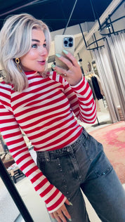 W25T1189 Longsleeve stripe - Tomato ecru