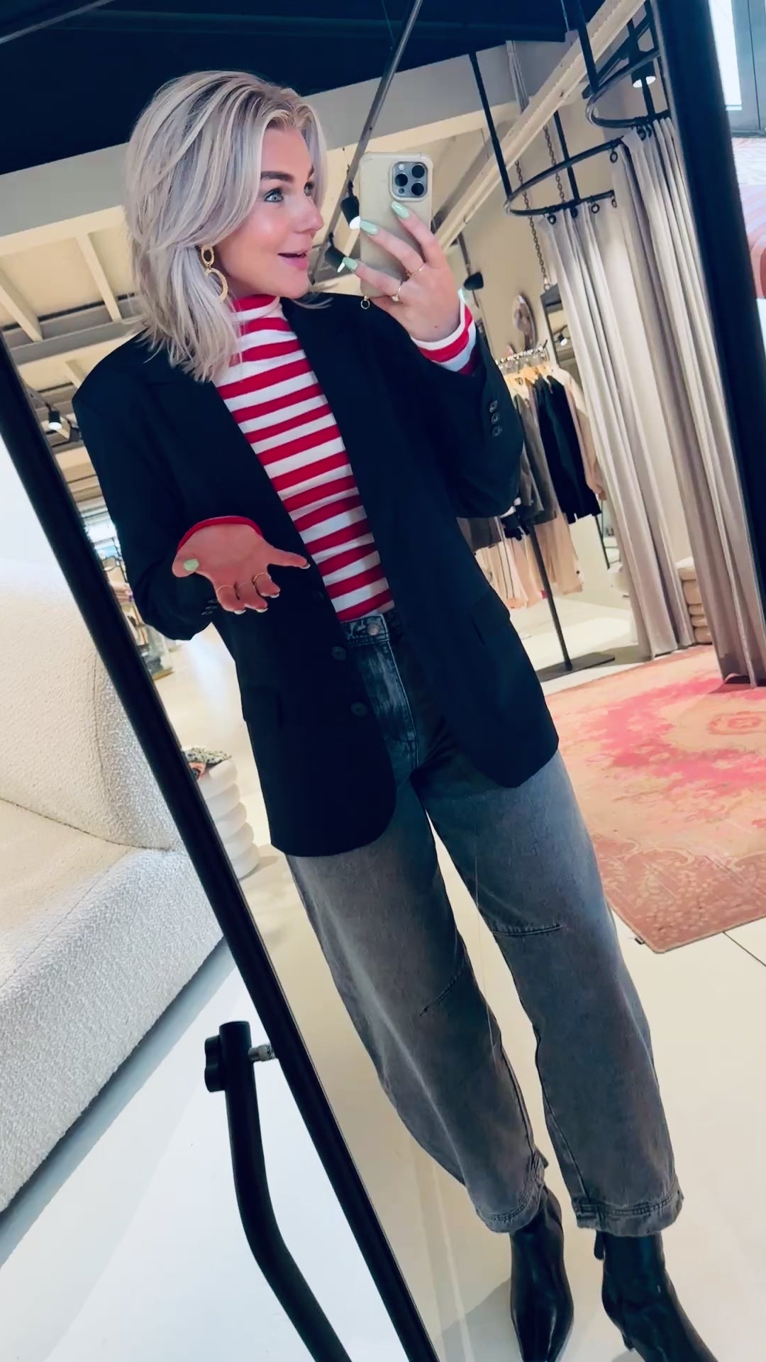 W25N1630 Blazer - Navy stripe