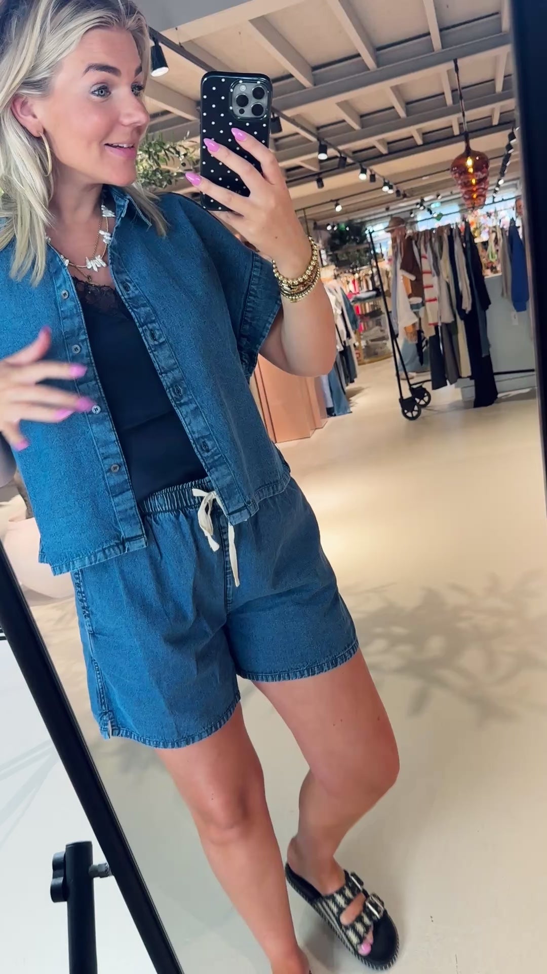Pixie short denim blouse