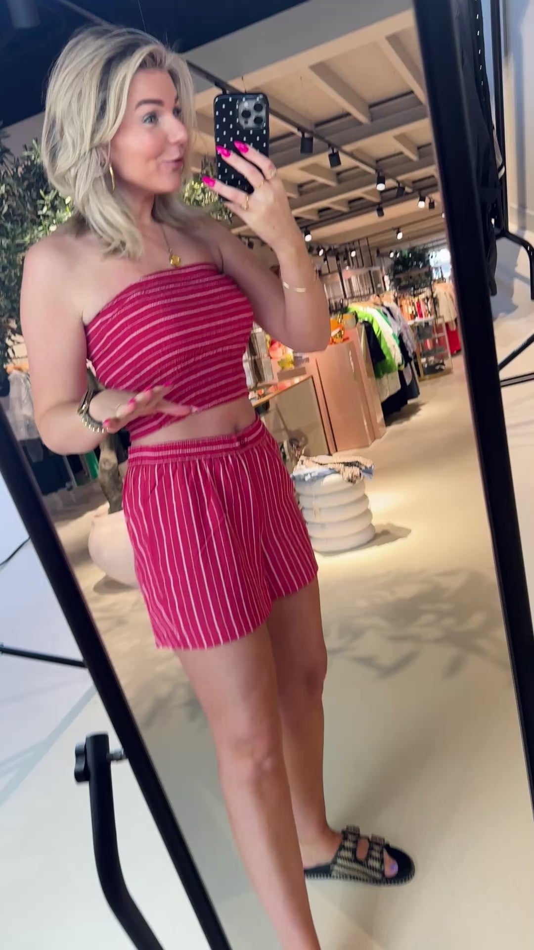 Bliss striped smocked bustier