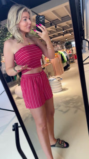 Bliss striped smocked bustier