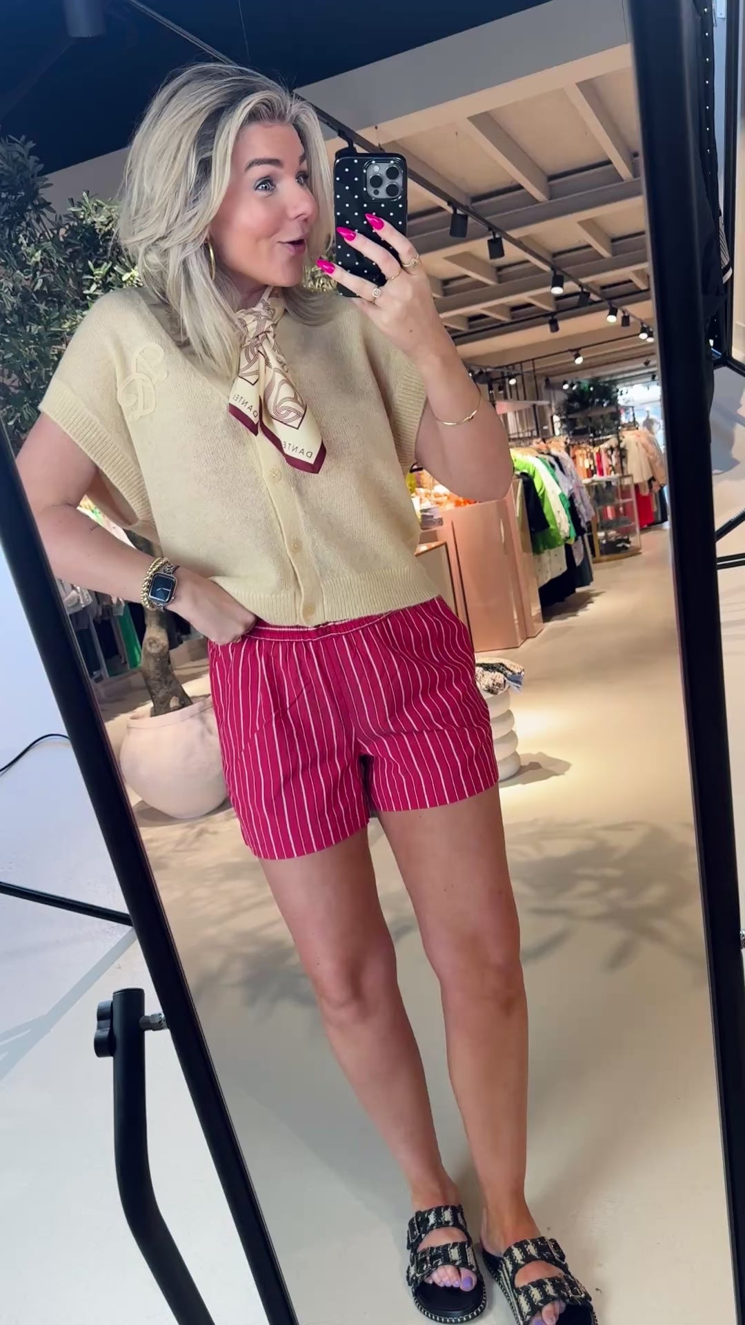Riven striped shorts