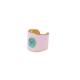Lila Emaille Ring Türkis Stein