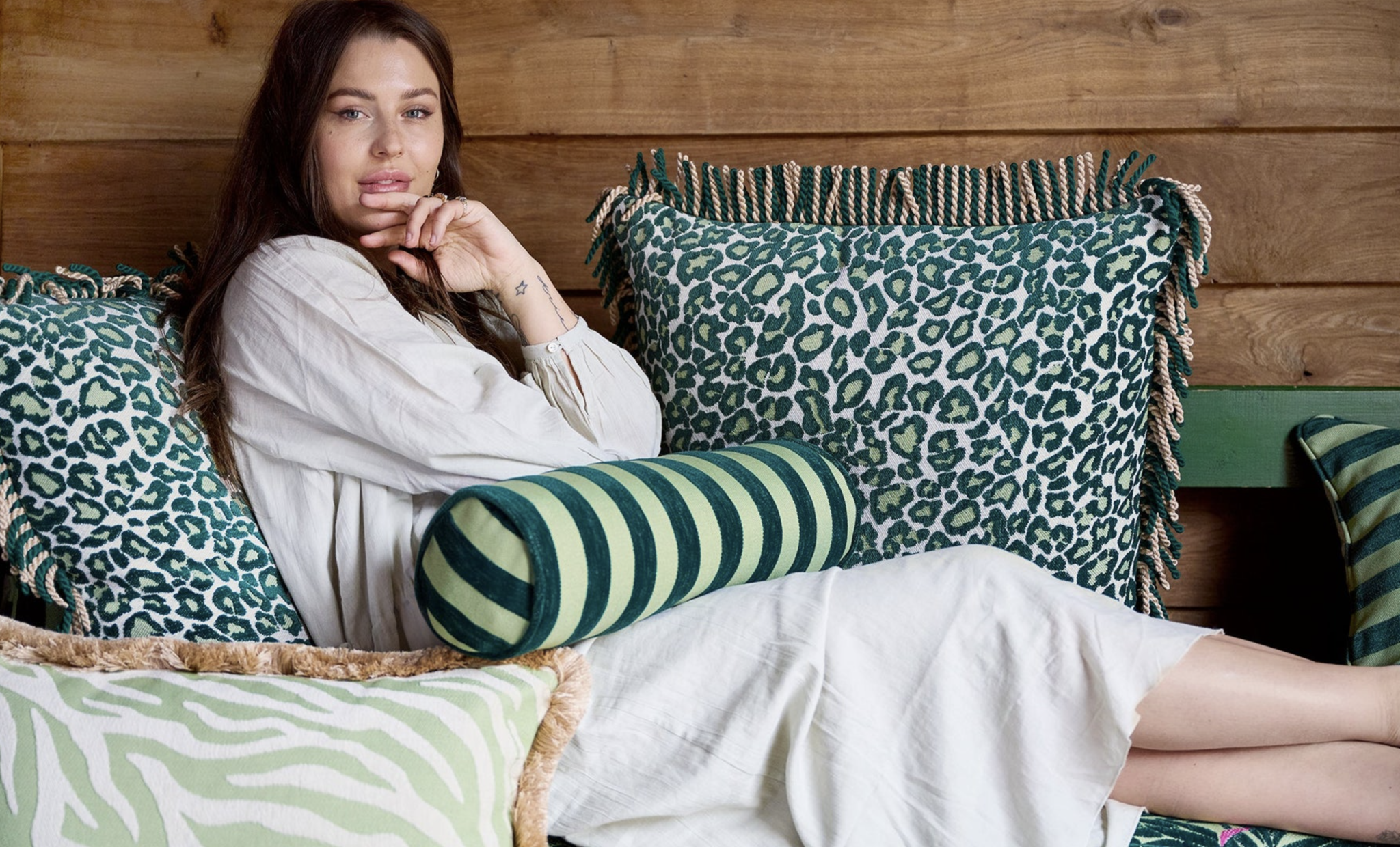 Cushion Maya Moss & Amina Moss 50 x 30 cm