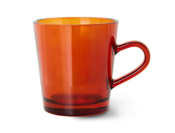 70s glassware: coffee cups amber brown