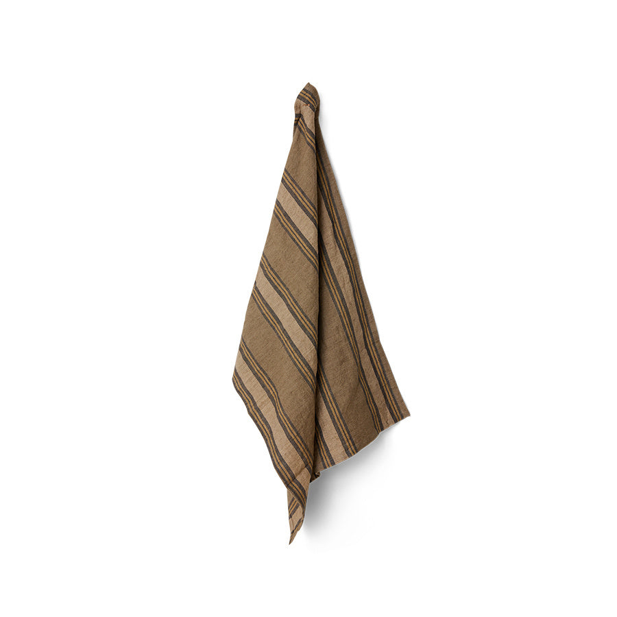 TTL0005 Vida striped tea towel, sand/cream